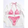imageSweatyRocks Womens 2 Piece Bathing Suit Tie Dye Halter Triangle Bikini Set Tie Back SwimsuitLight Pink