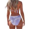 imageSweatyRocks Womens 2 Piece Bathing Suit Tie Dye Halter Triangle Bikini Set Tie Back SwimsuitLilac Purple