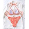 imageSweatyRocks Womens 2 Piece Bathing Suit Tie Dye Halter Triangle Bikini Set Tie Back SwimsuitPink
