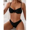 imageSweatyRocks Womens 2 Piece Bikini Set Spaghetti Strap High Cut Push Up Underwire SwimsuitBlack
