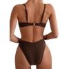 imageSweatyRocks Womens 2 Piece Bikini Set Spaghetti Strap High Cut Push Up Underwire SwimsuitCoffee Brown