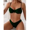 imageSweatyRocks Womens 2 Piece Bikini Set Spaghetti Strap High Cut Push Up Underwire SwimsuitGreen