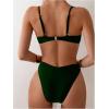 imageSweatyRocks Womens 2 Piece Bikini Set Spaghetti Strap High Cut Push Up Underwire SwimsuitGreen
