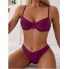 imageSweatyRocks Womens 2 Piece Bikini Set Spaghetti Strap High Cut Push Up Underwire SwimsuitRed Violet