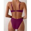 imageSweatyRocks Womens 2 Piece Bikini Set Spaghetti Strap High Cut Push Up Underwire SwimsuitRed Violet