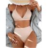imageSweatyRocks Womens 2 Piece Bikini Set Tie Back Triangle Swimsuit High Waist Tummy Control SwimwearBeige