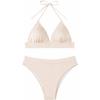 imageSweatyRocks Womens 2 Piece Bikini Set Tie Back Triangle Swimsuit High Waist Tummy Control SwimwearBeige