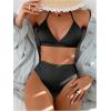 imageSweatyRocks Womens 2 Piece Bikini Set Tie Back Triangle Swimsuit High Waist Tummy Control SwimwearBlack