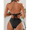 imageSweatyRocks Womens 2 Piece Bikini Set Tie Back Triangle Swimsuit High Waist Tummy Control SwimwearBlack