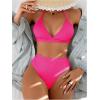 imageSweatyRocks Womens 2 Piece Bikini Set Tie Back Triangle Swimsuit High Waist Tummy Control SwimwearHot Pink