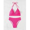 imageSweatyRocks Womens 2 Piece Bikini Set Tie Back Triangle Swimsuit High Waist Tummy Control SwimwearHot Pink