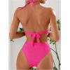 imageSweatyRocks Womens 2 Piece Bikini Set Tie Back Triangle Swimsuit High Waist Tummy Control SwimwearHot Pink