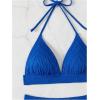 imageSweatyRocks Womens 2 Piece Bikini Set Tie Back Triangle Swimsuit High Waist Tummy Control SwimwearRoyal Blue