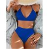 imageSweatyRocks Womens 2 Piece Bikini Set Tie Back Triangle Swimsuit High Waist Tummy Control SwimwearRoyal Blue