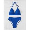 imageSweatyRocks Womens 2 Piece Bikini Set Tie Back Triangle Swimsuit High Waist Tummy Control SwimwearRoyal Blue
