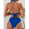 imageSweatyRocks Womens 2 Piece Bikini Set Tie Back Triangle Swimsuit High Waist Tummy Control SwimwearRoyal Blue
