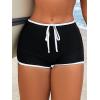 imageSweatyRocks Womens 2 Piece Swimsuit Contrast Trim Halter Triangle Top with Shorts Bathing Suits Bikini SetBlack and White