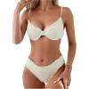 imageSweatyRocks Womens Bikini Sets for Women Textured Push Up Bathing Suits 2 Piece SwimsuitBeige