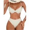 imageSweatyRocks Womens Bikini Sets for Women Textured Push Up Bathing Suits 2 Piece SwimsuitBeige