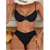 imageSweatyRocks Womens Bikini Sets for Women Textured Push Up Bathing Suits 2 Piece SwimsuitBlack