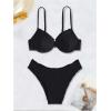 imageSweatyRocks Womens Bikini Sets for Women Textured Push Up Bathing Suits 2 Piece SwimsuitBlack