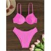 imageSweatyRocks Womens Bikini Sets for Women Textured Push Up Bathing Suits 2 Piece SwimsuitBright Pink