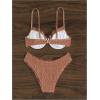 imageSweatyRocks Womens Bikini Sets for Women Textured Push Up Bathing Suits 2 Piece SwimsuitCoffee Brown