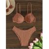 imageSweatyRocks Womens Bikini Sets for Women Textured Push Up Bathing Suits 2 Piece SwimsuitCoffee Brown