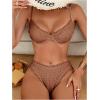 imageSweatyRocks Womens Bikini Sets for Women Textured Push Up Bathing Suits 2 Piece SwimsuitCoffee Brown