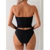 imageSweatyRocks Womens Swimsuit Ruched Strapless Bandeau Bikini Sets 2 Piece Bathing SuitBlack