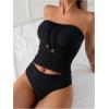 imageSweatyRocks Womens Swimsuit Ruched Strapless Bandeau Bikini Sets 2 Piece Bathing SuitBlack
