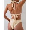 imageSweatyRocks Womens Two Piece Halter Swimsuit Tie Backless High Cut Bikini Sets BeachwearApricot