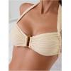 imageSweatyRocks Womens Two Piece Halter Swimsuit Tie Backless High Cut Bikini Sets BeachwearApricot