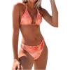 imageSweatyRocks Womens 2 Piece Bathing Suit Tie Dye Halter Triangle Bikini Set Tie Back SwimsuitPink