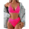 imageSweatyRocks Womens 2 Piece Bikini Set Tie Back Triangle Swimsuit High Waist Tummy Control SwimwearHot Pink