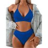 imageSweatyRocks Womens 2 Piece Bikini Set Tie Back Triangle Swimsuit High Waist Tummy Control SwimwearRoyal Blue