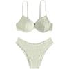 imageSweatyRocks Womens Bikini Sets for Women Textured Push Up Bathing Suits 2 Piece SwimsuitBeige