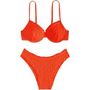 imageSweatyRocks Womens Bikini Sets for Women Textured Push Up Bathing Suits 2 Piece SwimsuitOrange