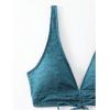 imageSweatyRocks Womens 2 Piece Bathing Suit Deep V Neck Drawstring Bikini Set High Waist Scallop Trim SwimsuitGreen