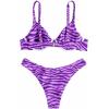imageSweatyRocks Womens 2 Piece Swimsuit Zebra Stripe Push Up Bikini SetsPurple
