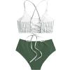 imageSweatyRocks Womens Bathing Suits Striped Criss Cross Bikini Set High Waisted SwimsuitsArmy Green