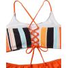 imageSweatyRocks Womens Bathing Suits Striped Criss Cross Bikini Set High Waisted SwimsuitsBlue Orange