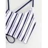 imageSweatyRocks Womens Bathing Suits Striped Criss Cross Bikini Set High Waisted SwimsuitsDark Blue