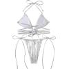 imageSweatyRocks Womens Metallic Halter Top Two Piece Swimsuit Lace Up Triangle Bikini Bathing SuitSilver