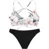 imageSweatyRocks Womens Sexy Bathing Suit Floral Print Cross Back Bikini Set SwimsuitsBlack3