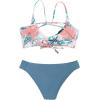 imageSweatyRocks Womens Sexy Bathing Suit Floral Print Cross Back Bikini Set SwimsuitsDusty Blue Multi