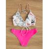 imageSweatyRocks Womens Sexy Bathing Suit Floral Print Cross Back Bikini Set SwimsuitsFloral Hot Pink