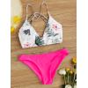 imageSweatyRocks Womens Sexy Bathing Suit Floral Print Cross Back Bikini Set SwimsuitsFloral Hot Pink