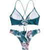 imageSweatyRocks Womens Sexy Bathing Suit Floral Print Cross Back Bikini Set SwimsuitsGreen White