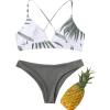 imageSweatyRocks Womens Sexy Bathing Suit Floral Print Cross Back Bikini Set SwimsuitsLeaf Print